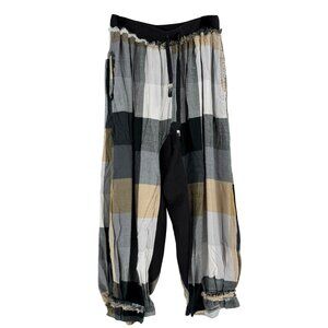 Free People Womens Patchwork Harem Pants Black White Beige Relaxed Fit Elastic W